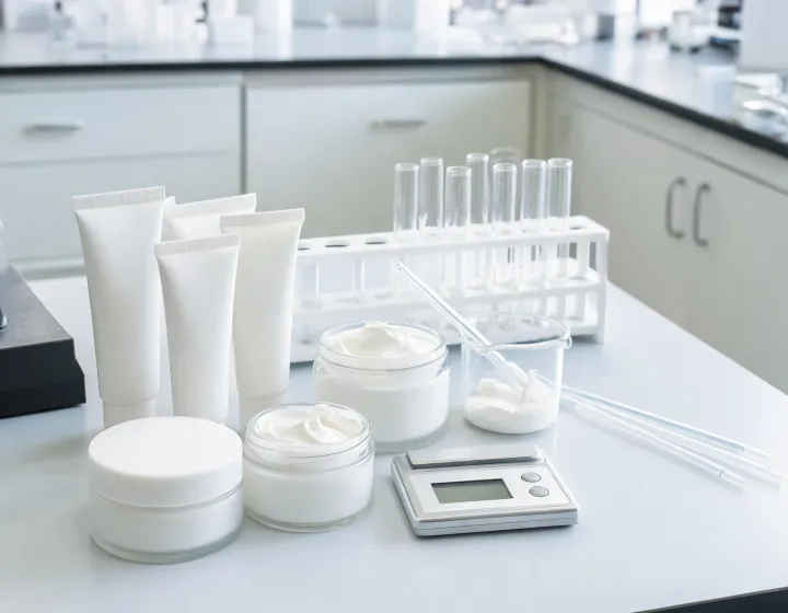 Neck Cream Sourcing on a cosmetics bench, illustration only